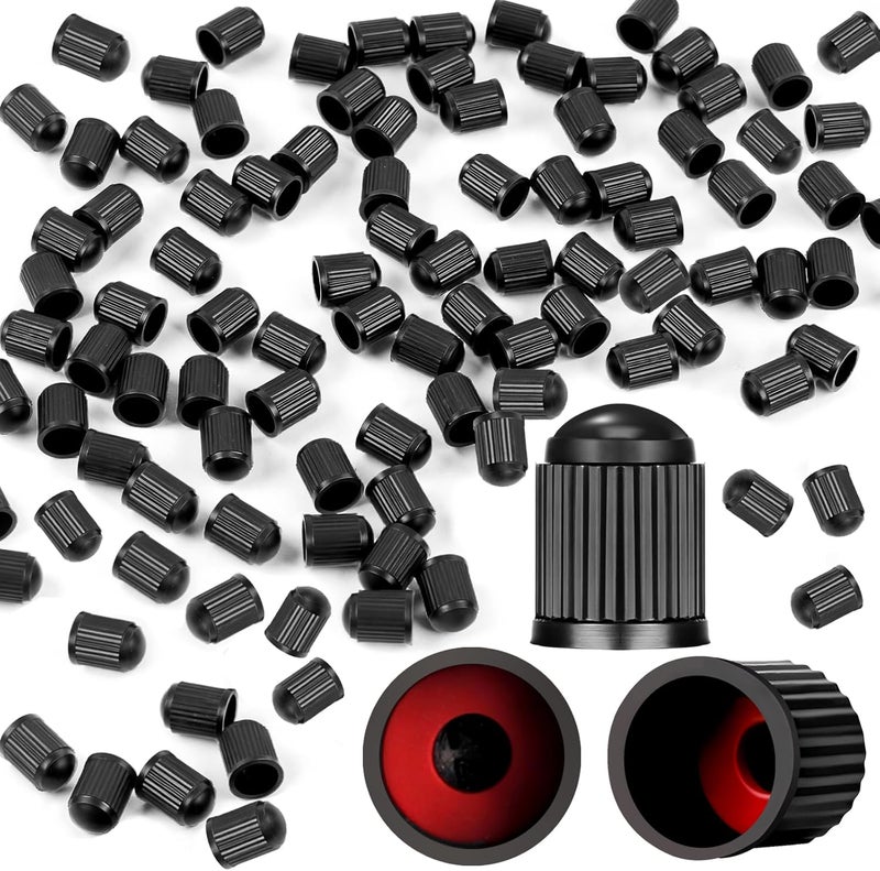 Guirnd 100PCS Tire Valve Caps, Valve Stem Caps with O Rubber Ring, Tire Caps are Suitable for Bicycles, Cars, Motorcycles, SUVs and Trucks (Black) - Image 1